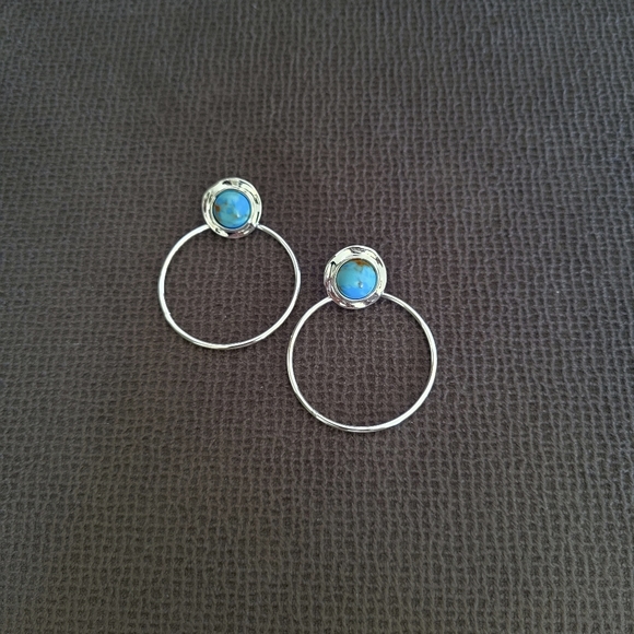 Robert Lee Morris Turquoise🩵 Cabochon Gypsy Hoop Earrings - Picture 11 of 16